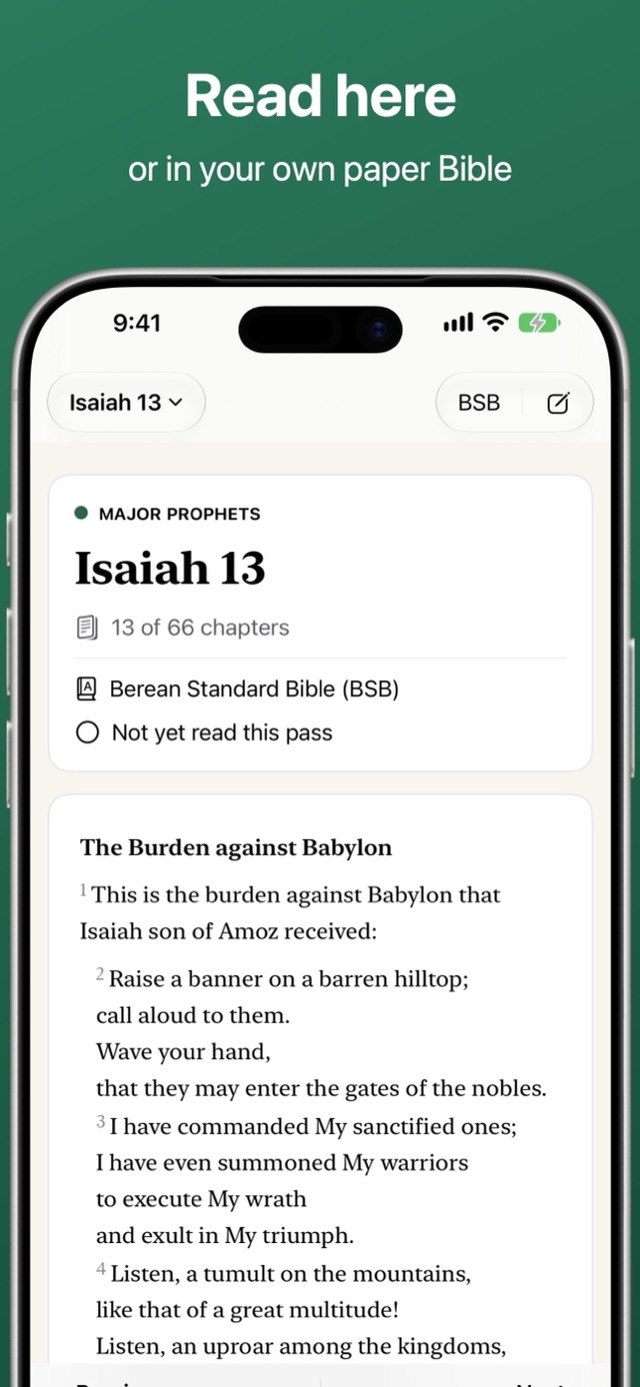 1189 on iPhone: reading Isaiah 13 in the Berean Standard Bible