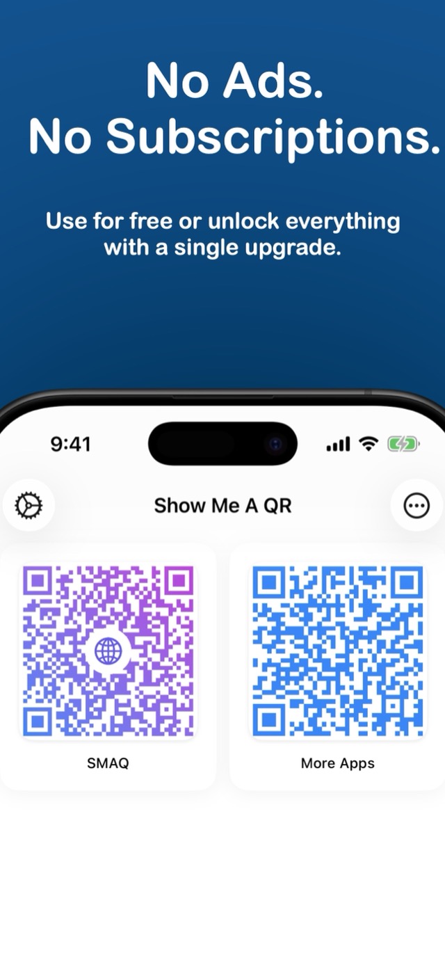 SMAQ screenshot: no ads, no subscriptions