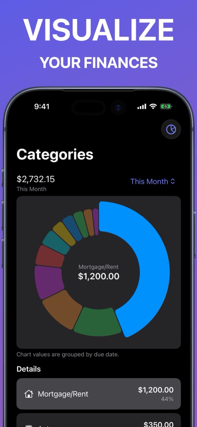 What's Due screenshot: bill details