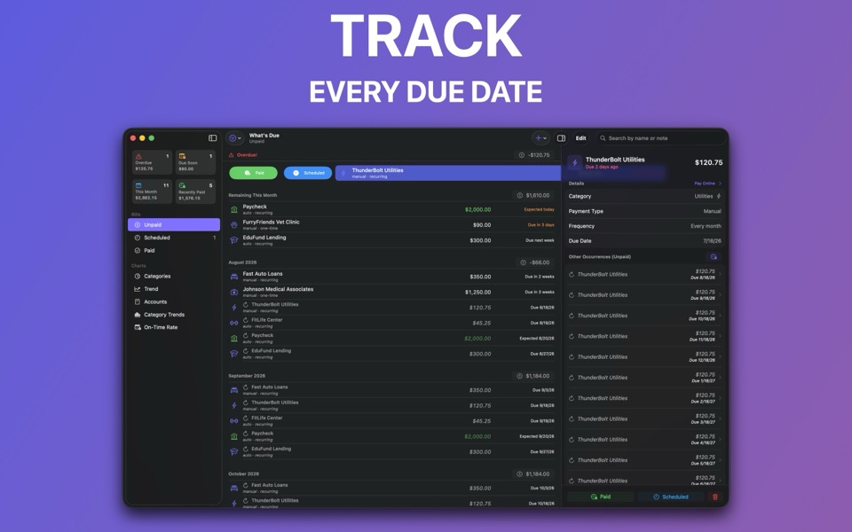 What's Due on Mac: track every due date