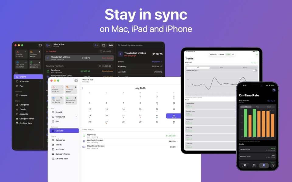 What's Due on Mac, iPad, and iPhone together, staying in sync through iCloud